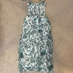 Tropical Leaf Print Maxi Dress